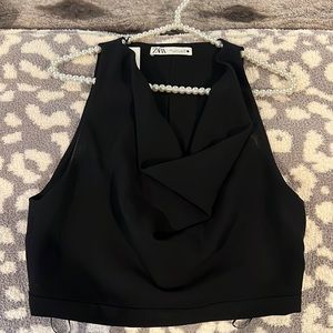 Zara size large cowl neck crop top